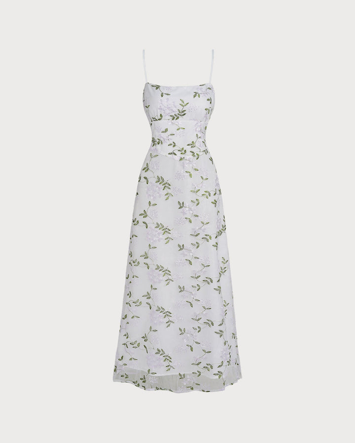 White Floral Slip Maxi Dress