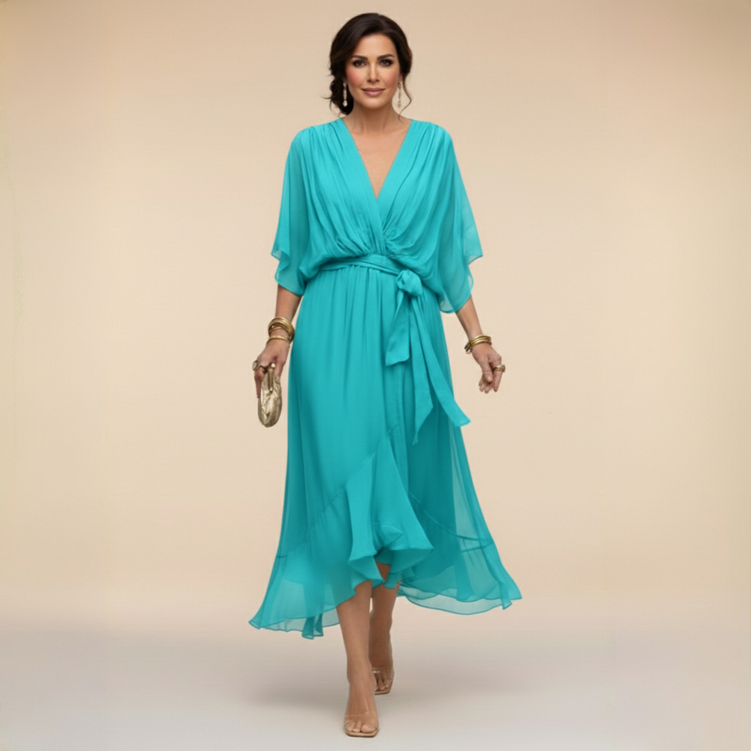 Eleanor™ | Elegant V-Neck Chiffon Dress