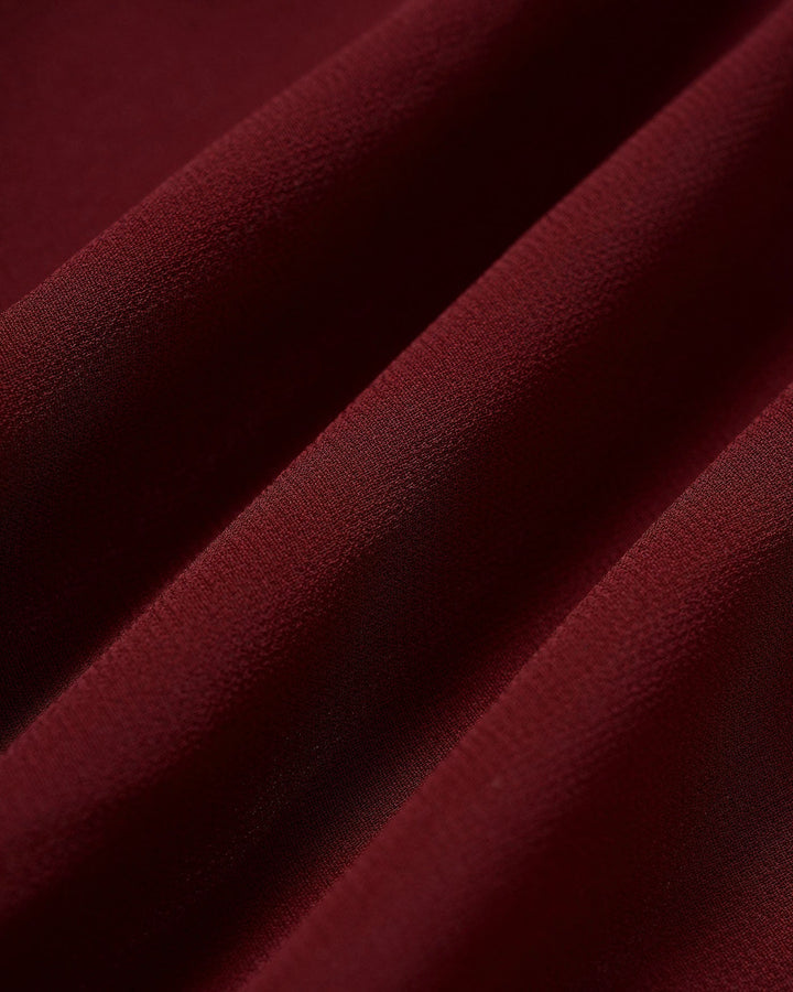 Wine Red Chiffon Sleeveless Midi Dress