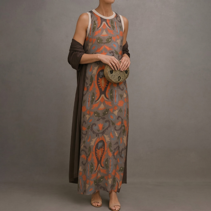 Aria™ | Printed Maxi Dress with Vest