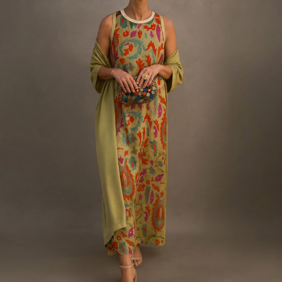 Aria™ | Printed Maxi Dress with Vest