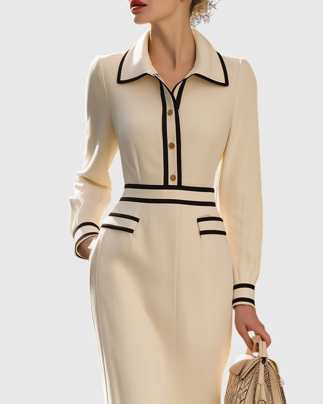 Audrey™ | Tailored Midi Dress With Button Details
