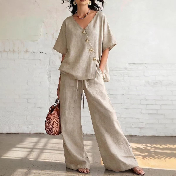 V-Neck Top & Drawstring Pants Lounge Set