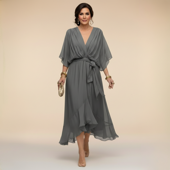 Eleanor™ | Elegant V-Neck Chiffon Dress