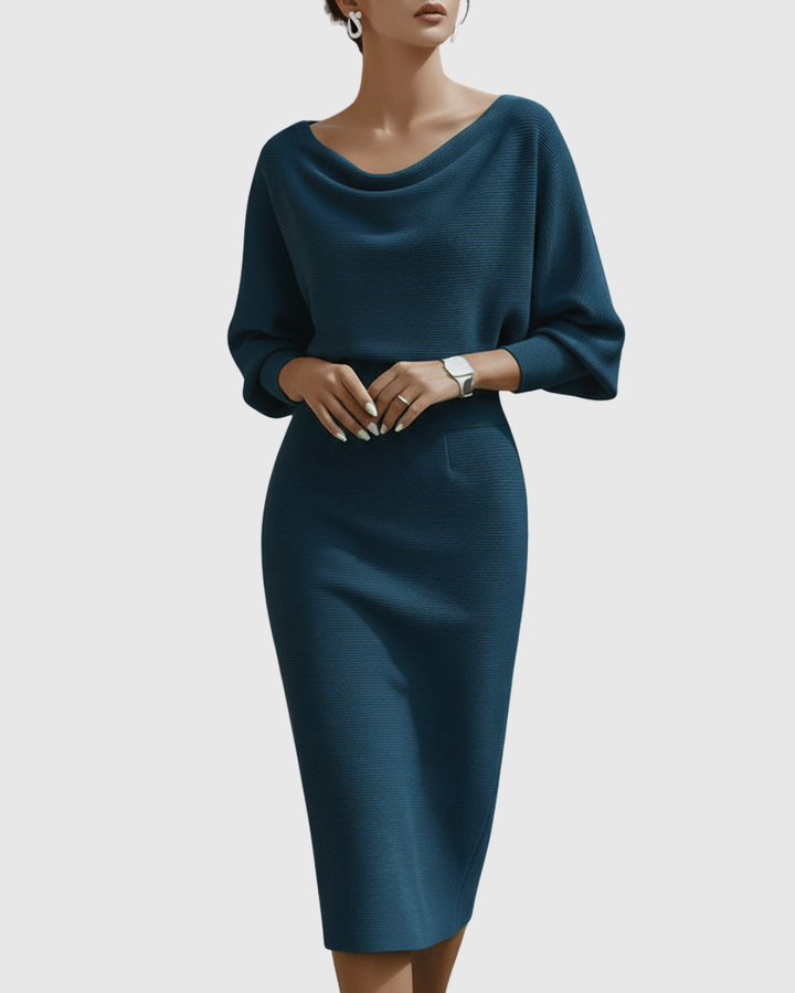 Paisley™ | White Draped Batwing Midi Dress