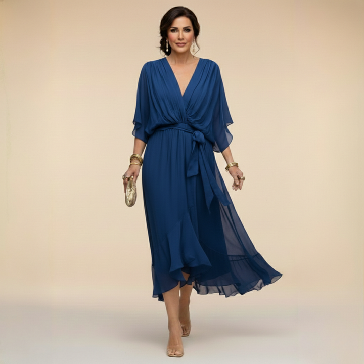 Eleanor™ | Elegant V-Neck Chiffon Dress