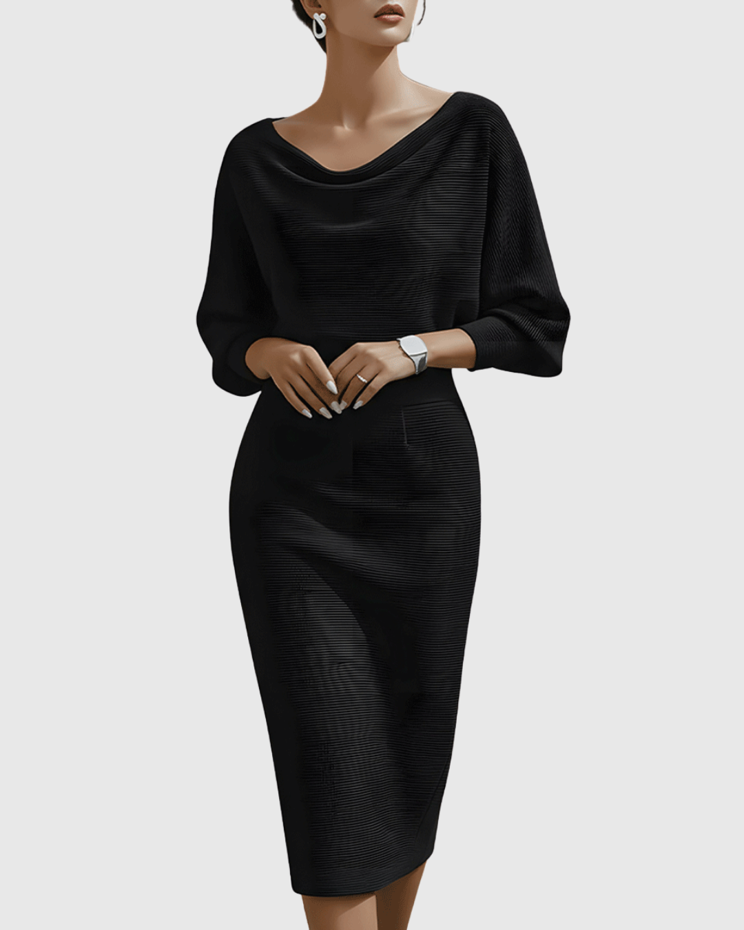 Paisley™ | White Draped Batwing Midi Dress