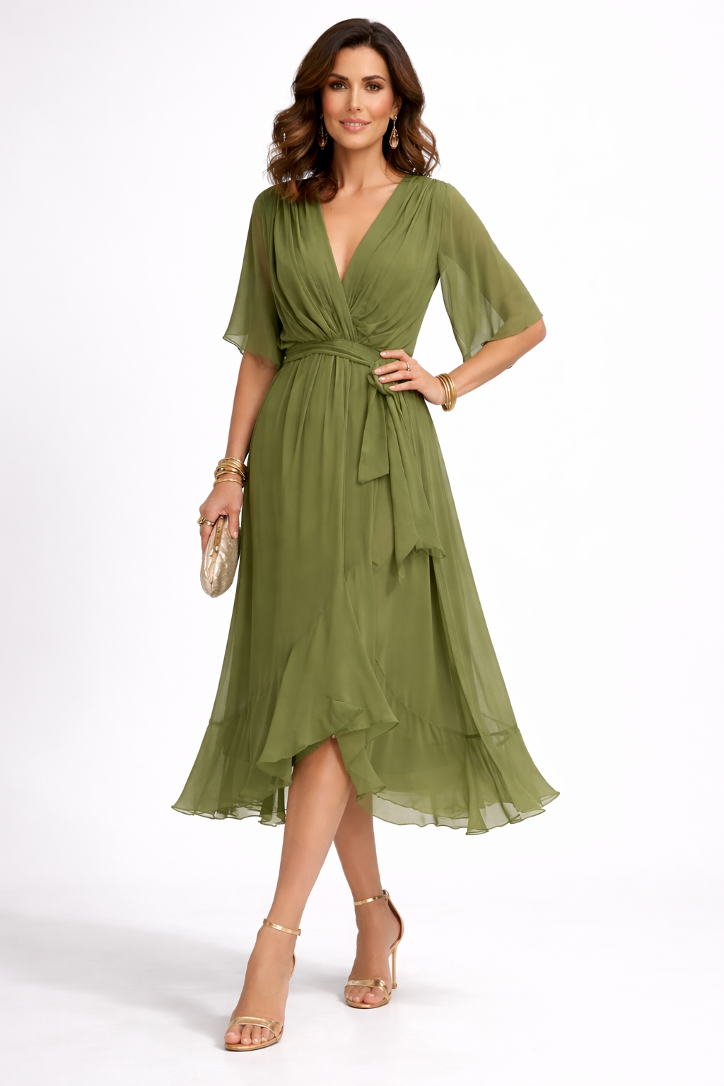 Eleanor™ | Elegant V-Neck Chiffon Dress