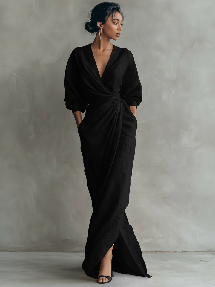Ella™ | Elegant V-Neck Maxi Dress