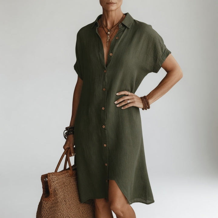 Évanélie™ Midi Shirt Dress