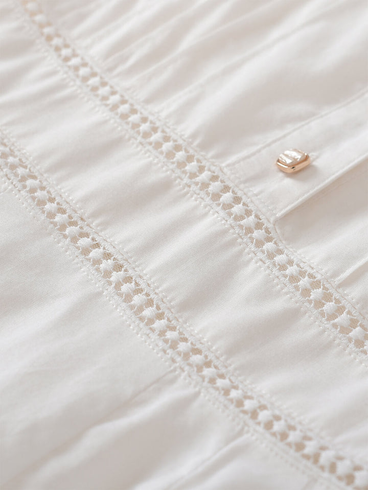 Fiona 100% Cotton White Midi Dress