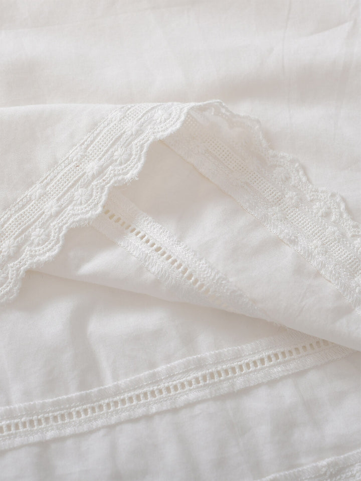Fiona 100% Cotton White Midi Dress