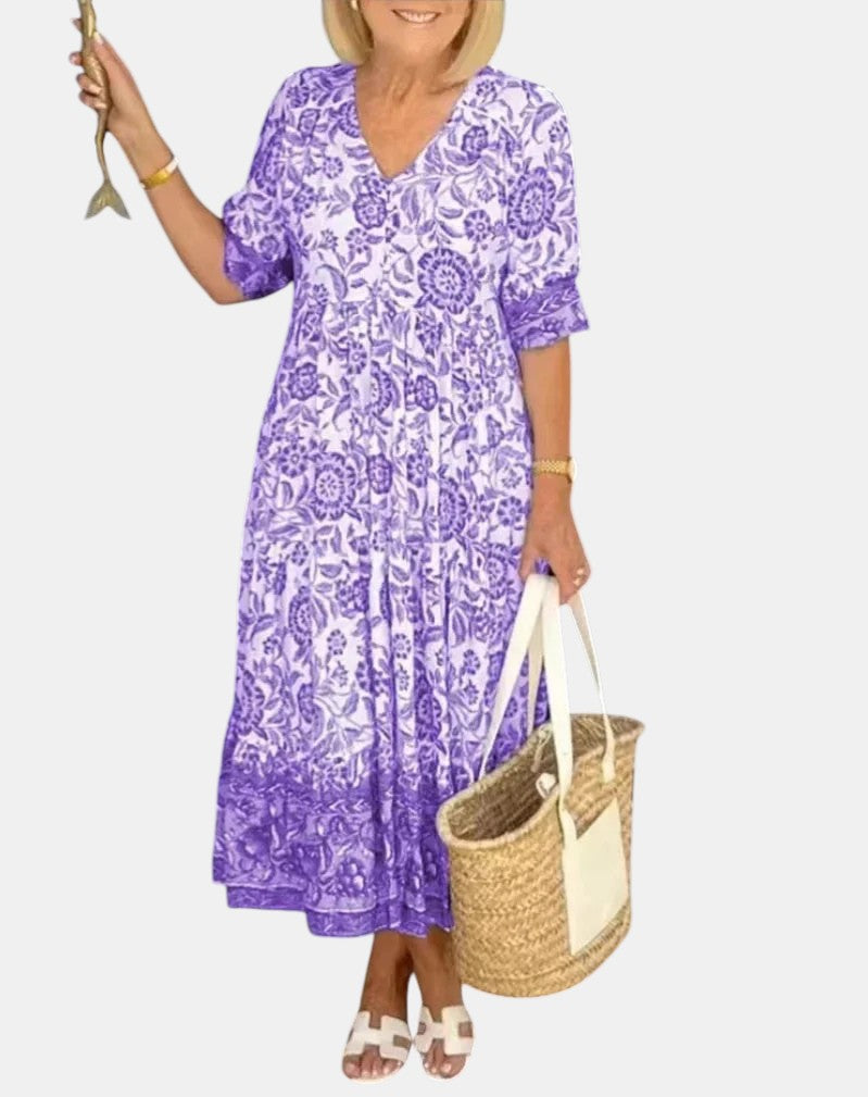 Sydney™ | Elegant Floral Dress with V-Neck