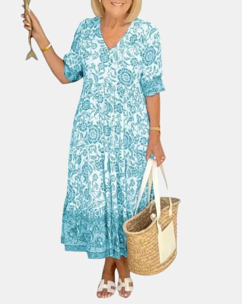 Sydney™ | Elegant Floral Dress with V-Neck