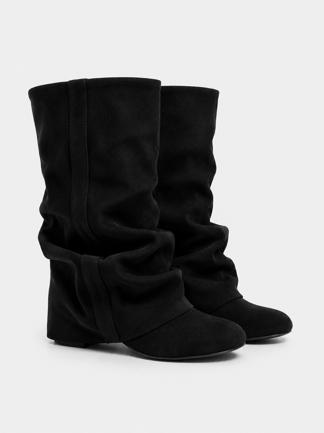 Emilia Slouchy Suede Boots - Black