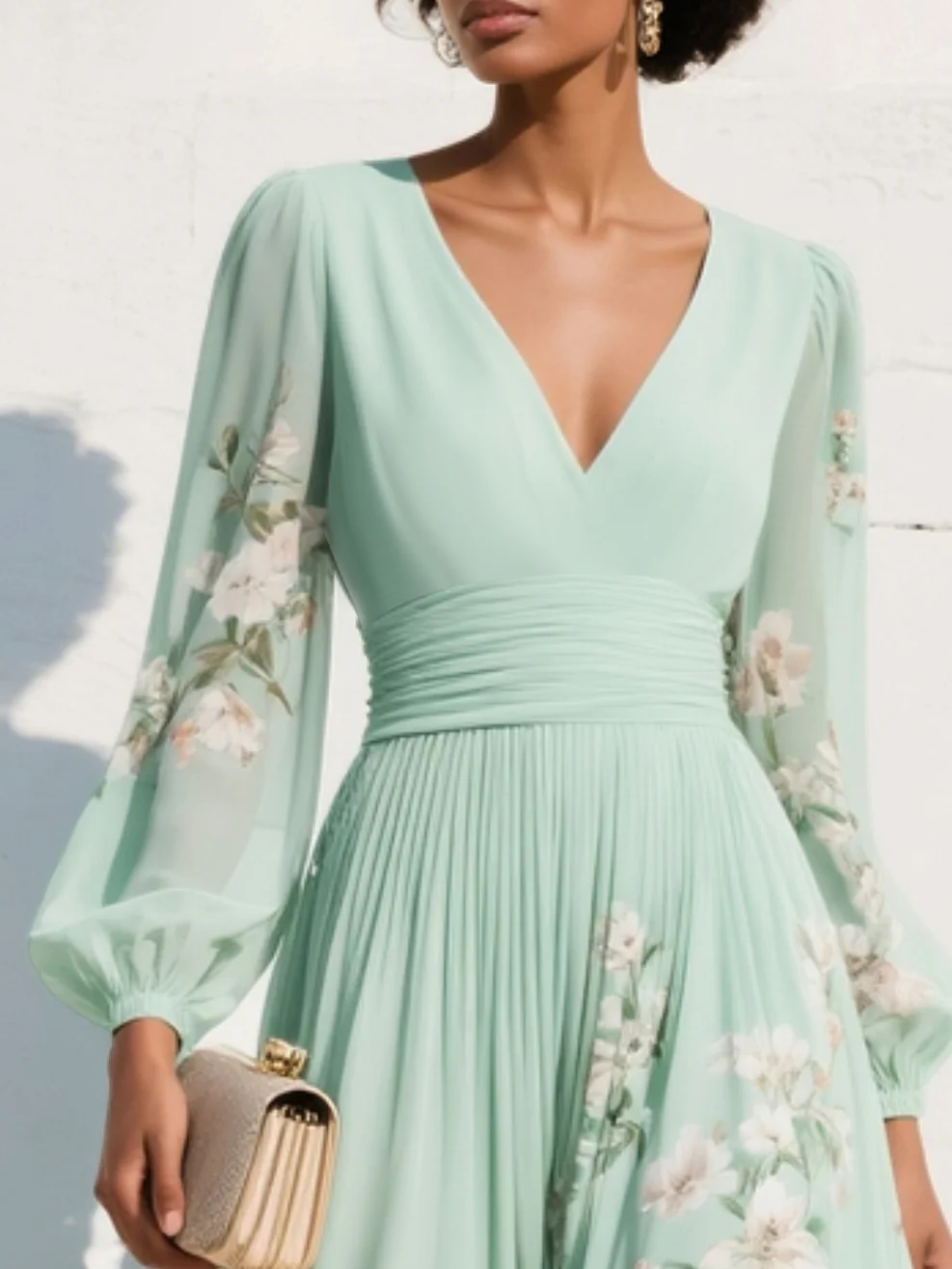 Scarlett™ | Pleated Chiffon Midi Dress