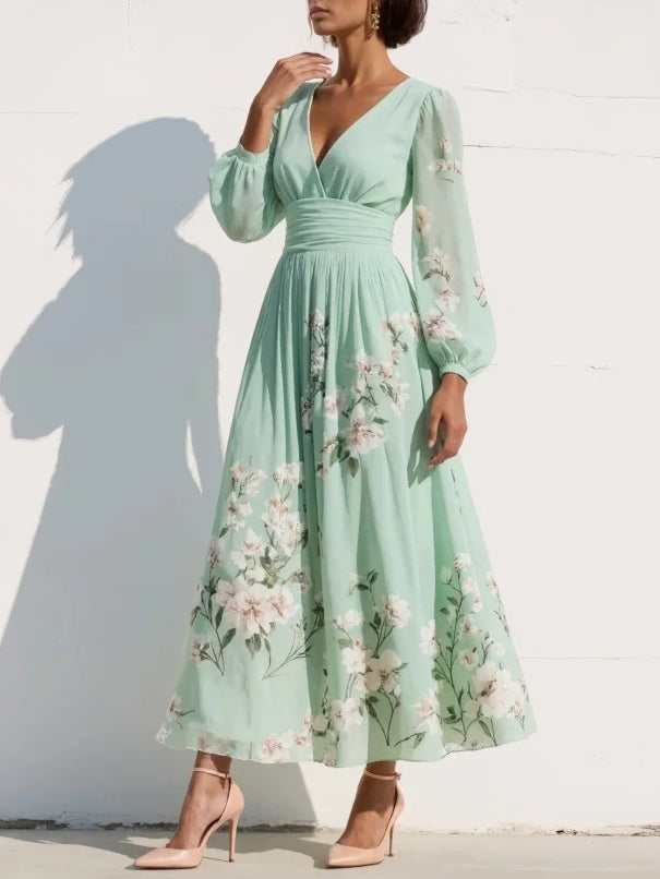 Scarlett™ | Pleated Chiffon Midi Dress