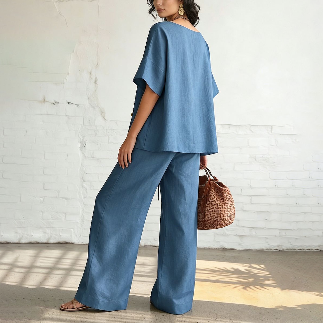 V-Neck Top & Drawstring Pants Lounge Set