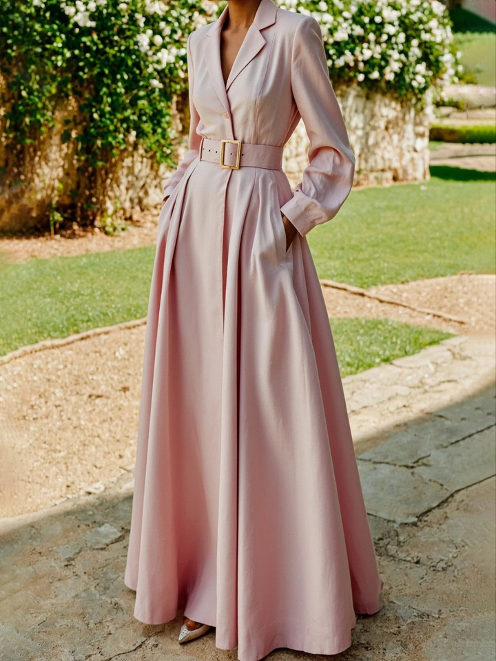 Mackenzie™ | Elegant Pleated Blazer Midi Dress