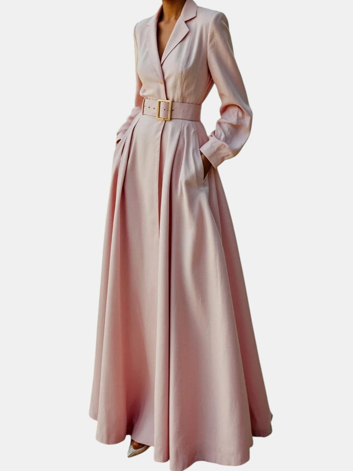 Mackenzie™ | Elegant Pleated Blazer Midi Dress