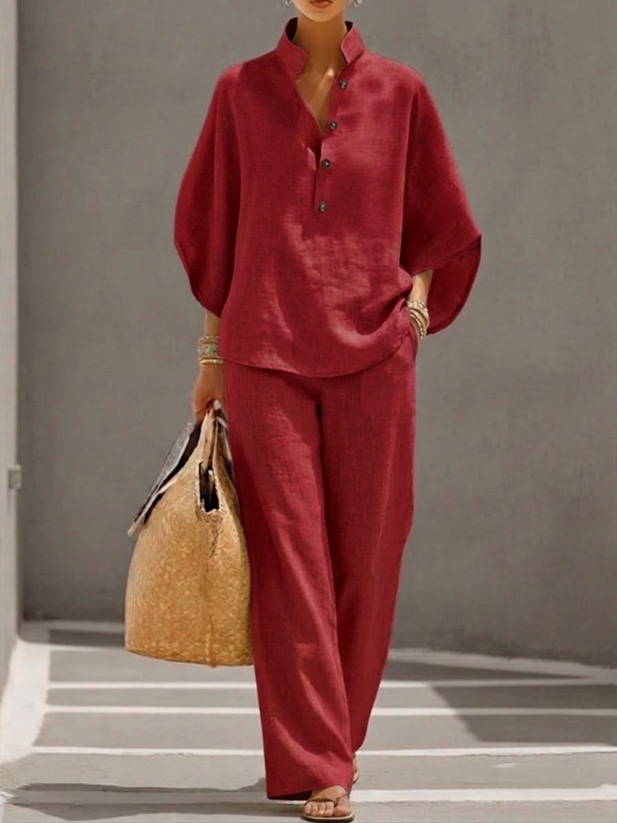 Grace™ | Linen Batwing Pantsuit