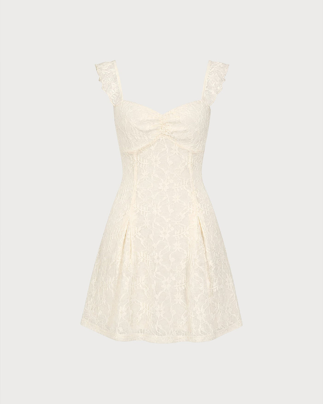 Apricot Sweetheart Neck Floral Lace Mini Dress