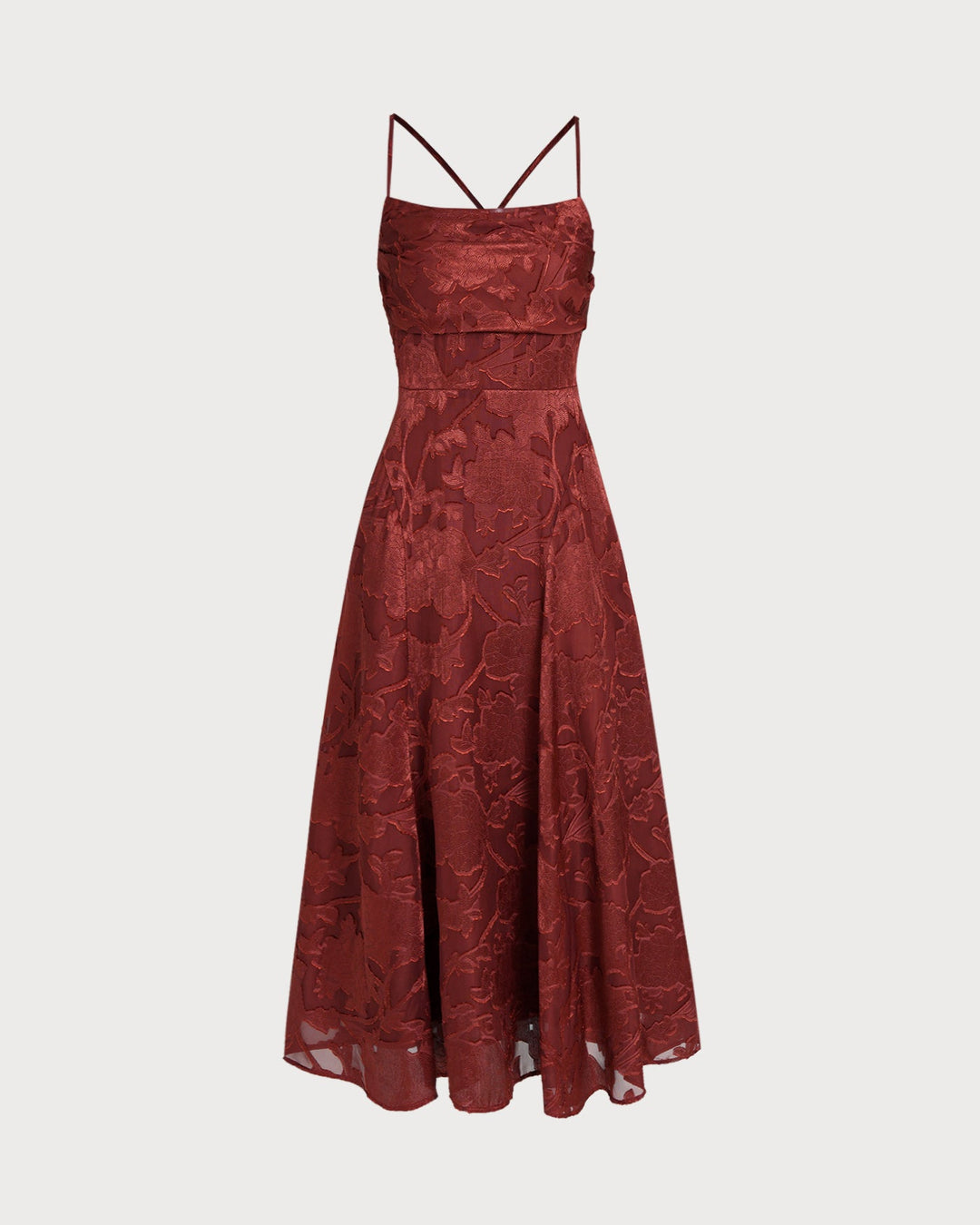 Brick Red X Cross Floral Maxi Dress