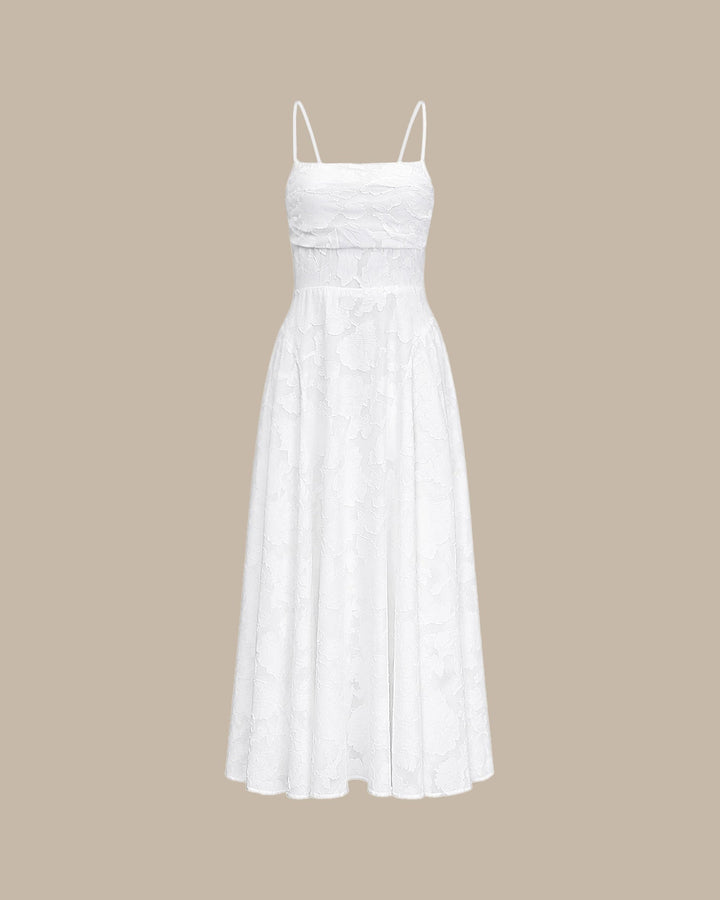 White X Cross Jacquard Slip Maxi Dress