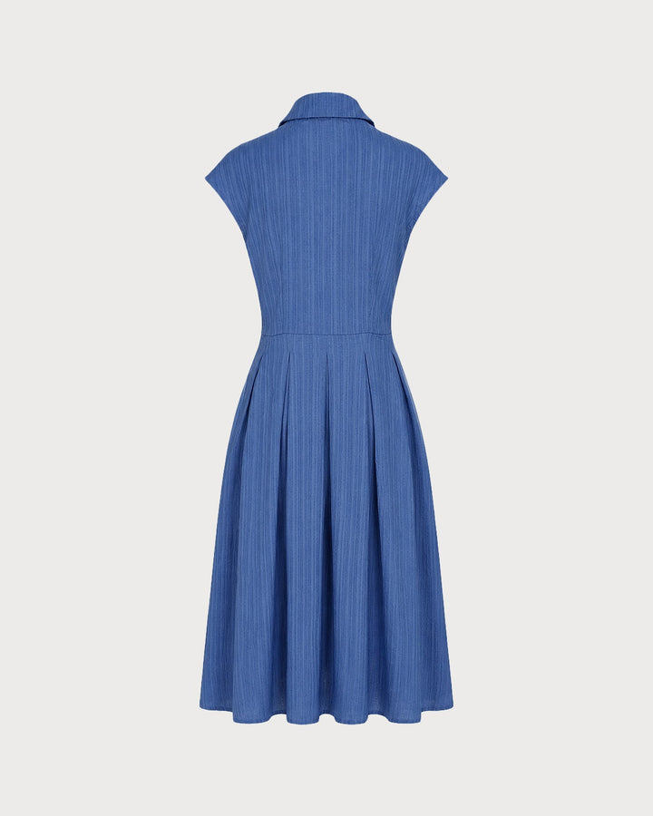 Blue Collar Button Button Midi Dress