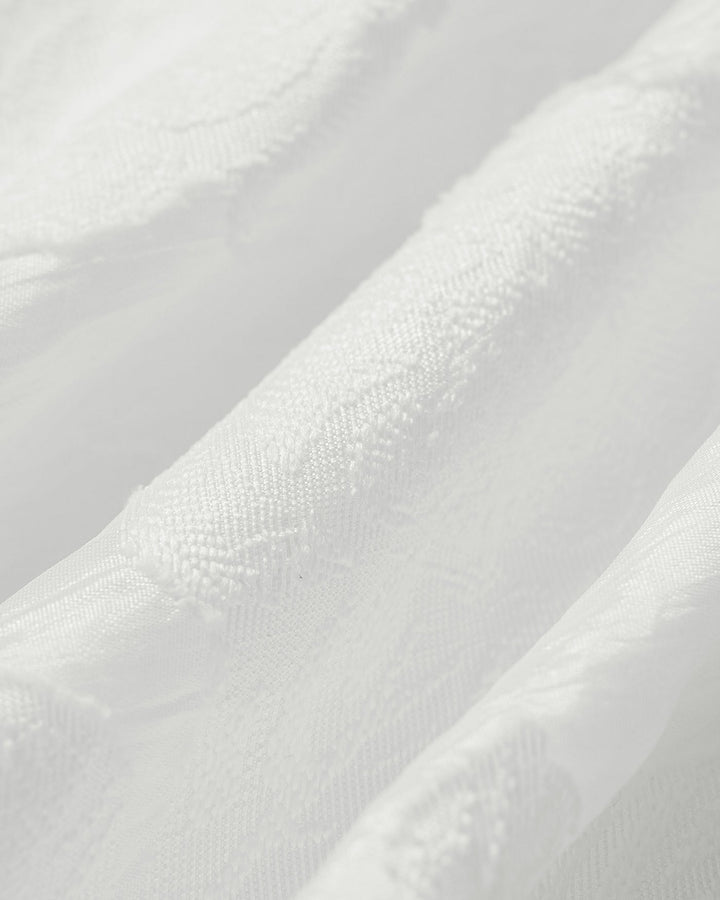 White Square Neck Jacquard Slip Midi Dress